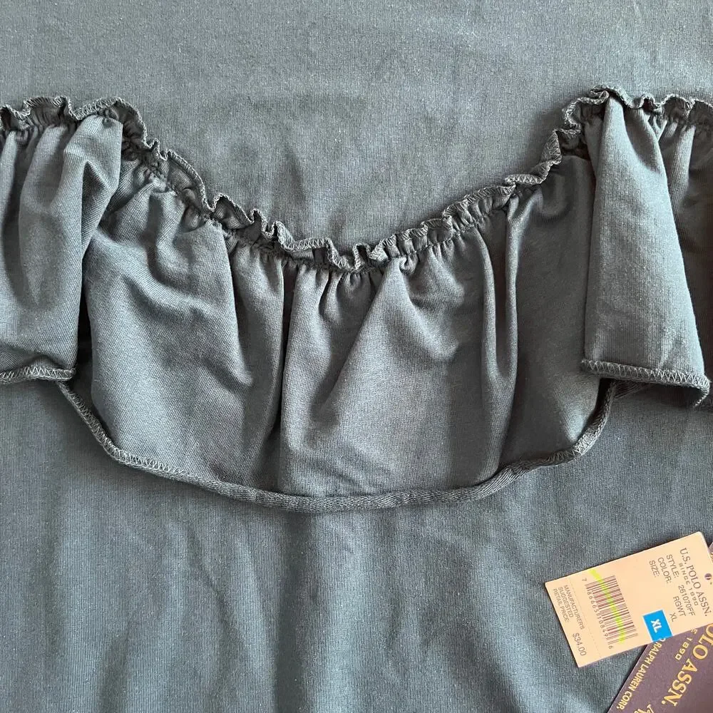 U.S. Polo Assn Teal Ruffle Sweatshirt XL NWT - Picture 4 of 10